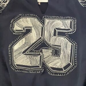 Navy Blue Top with White Embroidered 25